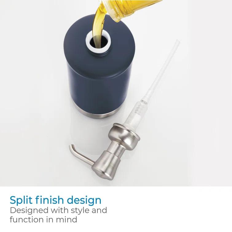 iDesign Ceramic and Steel Hand Refillable Liquid Soap Dispenser - Matte Navy & Brushed Nickel