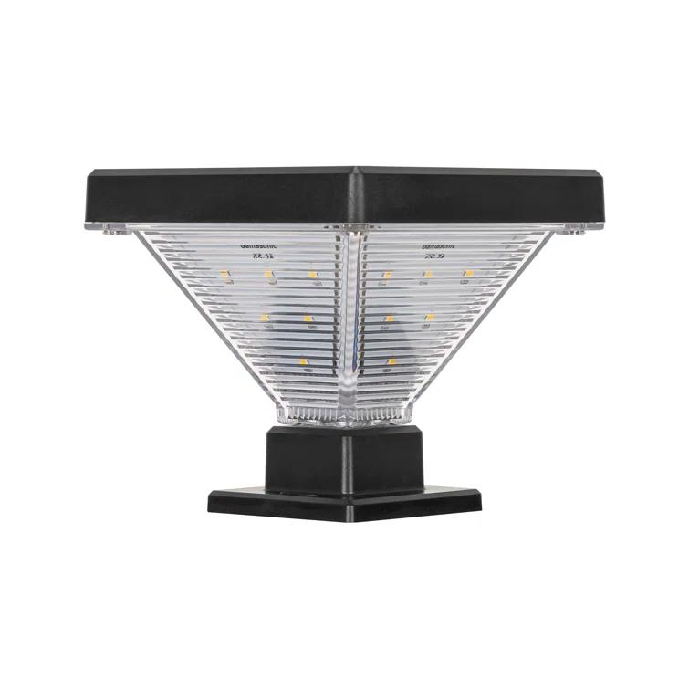 Gama Sonic Luxor Black 4x4 and 5x5 Solar LED Deck Post Cap Light with Warm White and Hi/Lo Mode for Backyard and Wood Fence(2-Pack) (Set of 2)