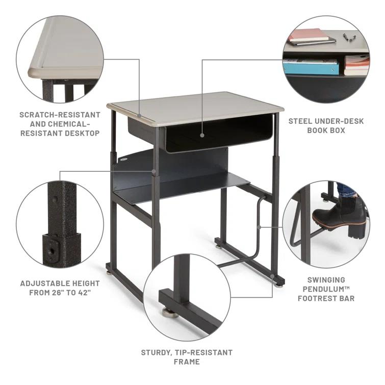Safco Products Company AlphaBetter® Metal Adjustable Height Open Front Desk