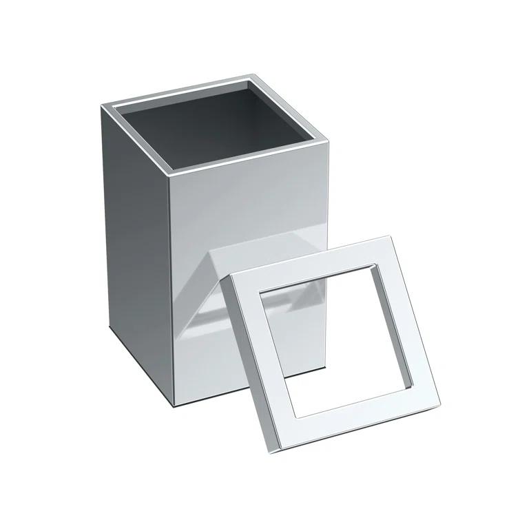 Elevate Stainless Steel 3-Gallon Wastebasket with Open Removable Lid |SquareOpen Top Trash Can with Padded Base