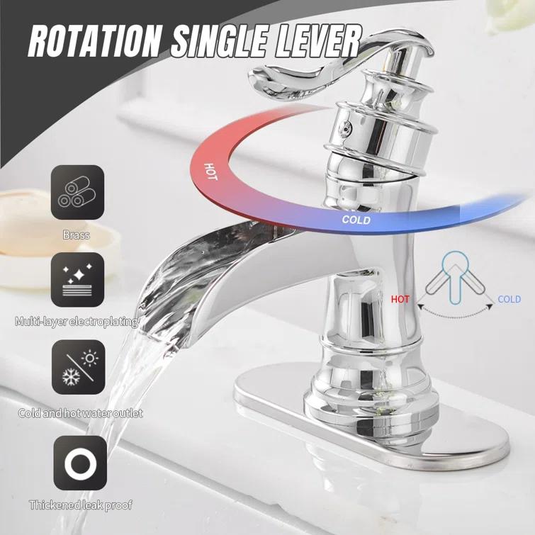 VIBRANTBATH Single-Hole Single-handle Bathroom Faucet with Drain Assembly YZJ9556-C-2