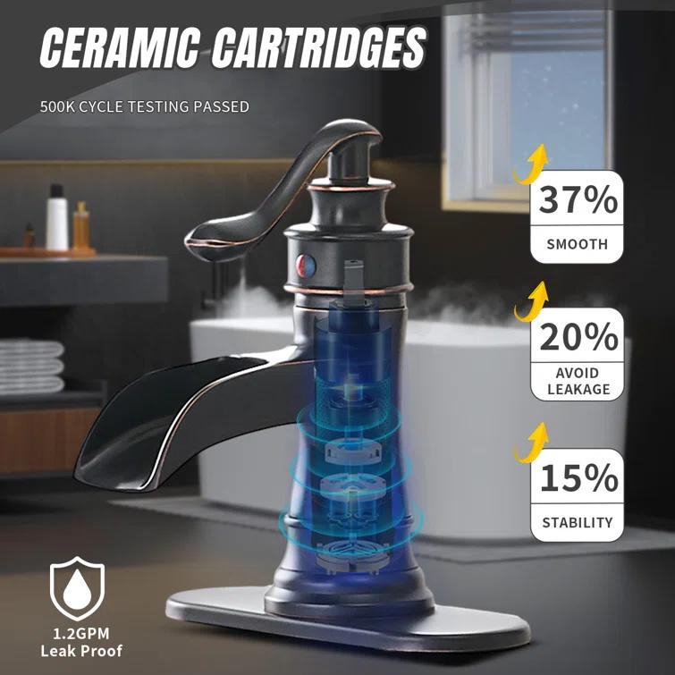 Single-Hole Single-handle Bathroom Faucet with Drain Assembly