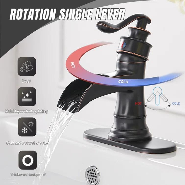 Single-Hole Single-handle Bathroom Faucet with Drain Assembly