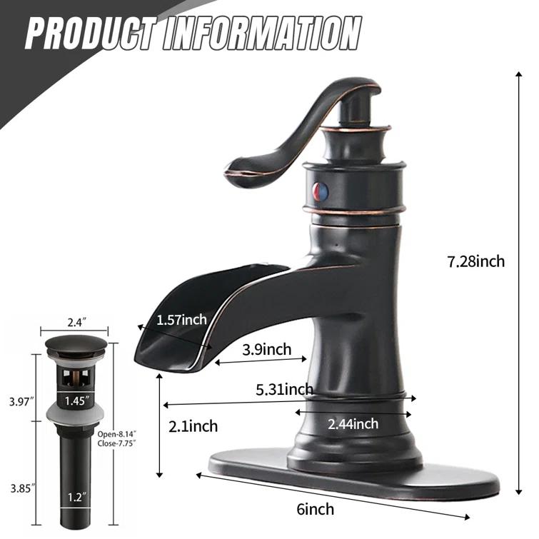 Single-Hole Single-handle Bathroom Faucet with Drain Assembly