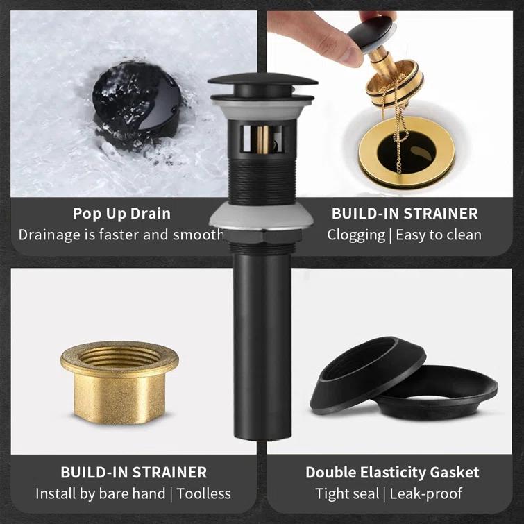 Single-Hole Single-handle Bathroom Faucet with Drain Assembly