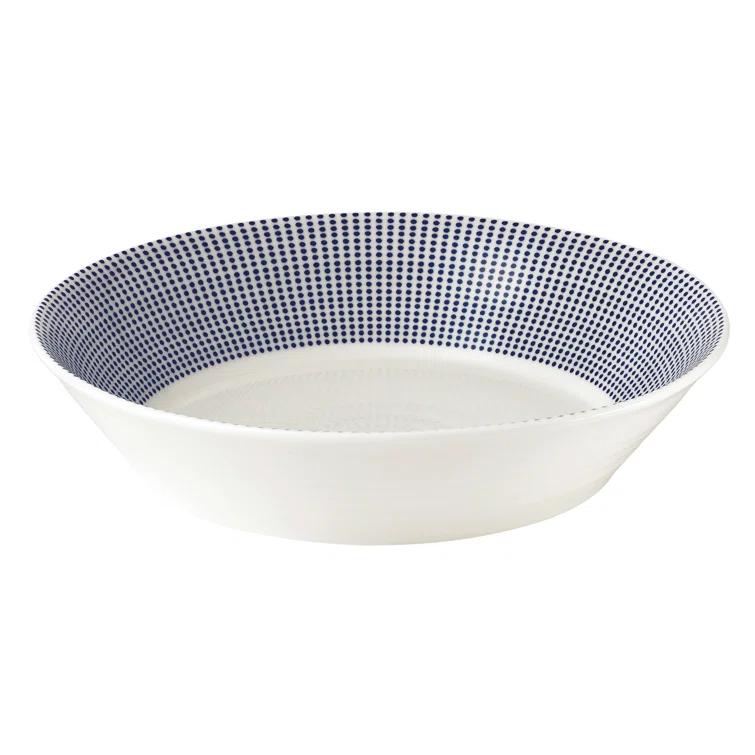 Coastal Breeze 9" Porcelain Pasta Bowl with Polka Dot Design