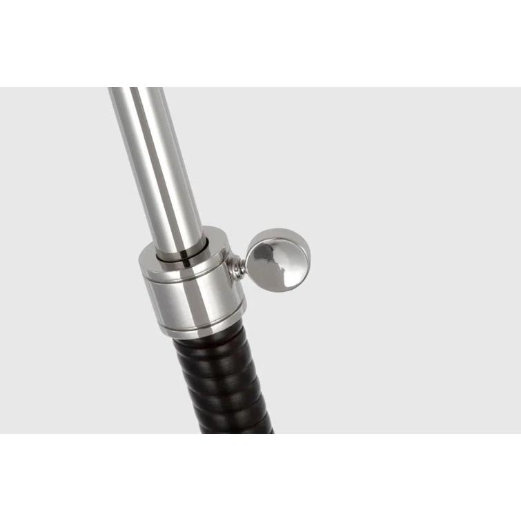 Adjustable Polished Nickel and Black Rattan Floor Lamp