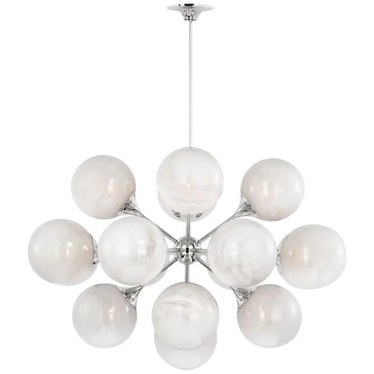 Cristol Polished Nickel and Crystal 40-Inch Chandelier