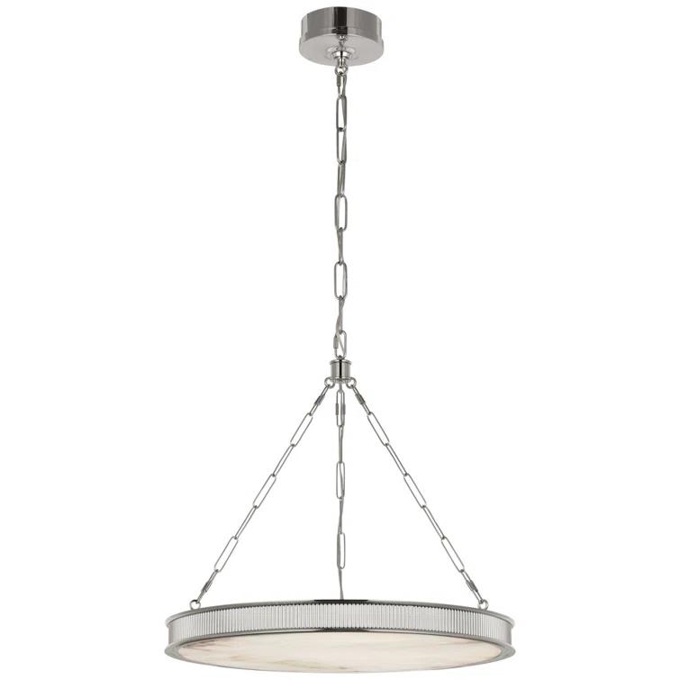 Matthew Polished Nickel 3-Light LED Chandelier with Alabaster Shade