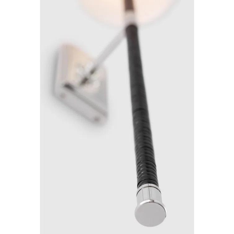 Black and Polished Nickel 28.5" Wall Sconce with Linen Shade