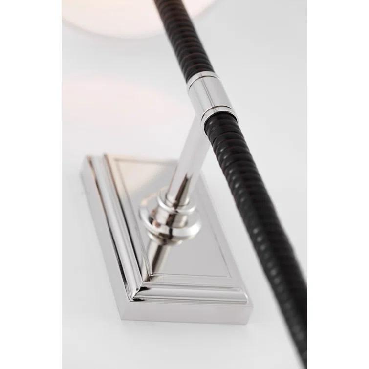 Black and Polished Nickel 28.5" Wall Sconce with Linen Shade
