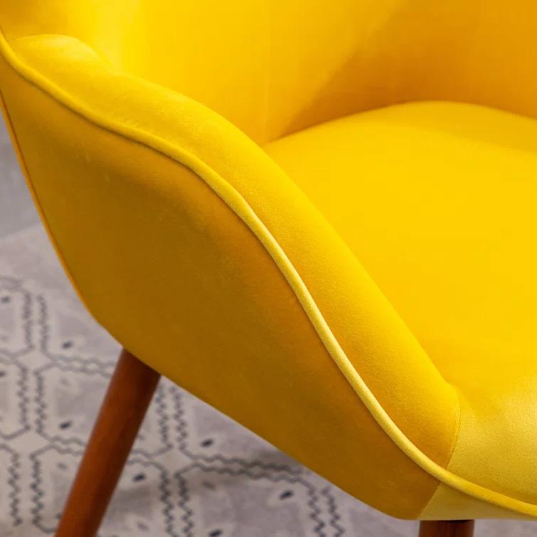 Blendoi Brooke Doarnin Contemporary Silky Tufted Button Back Accent Chair, Yellow