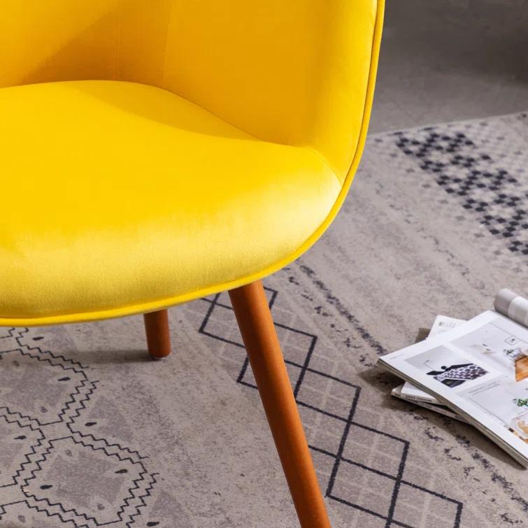 Blendoi Brooke Doarnin Contemporary Silky Tufted Button Back Accent Chair, Yellow