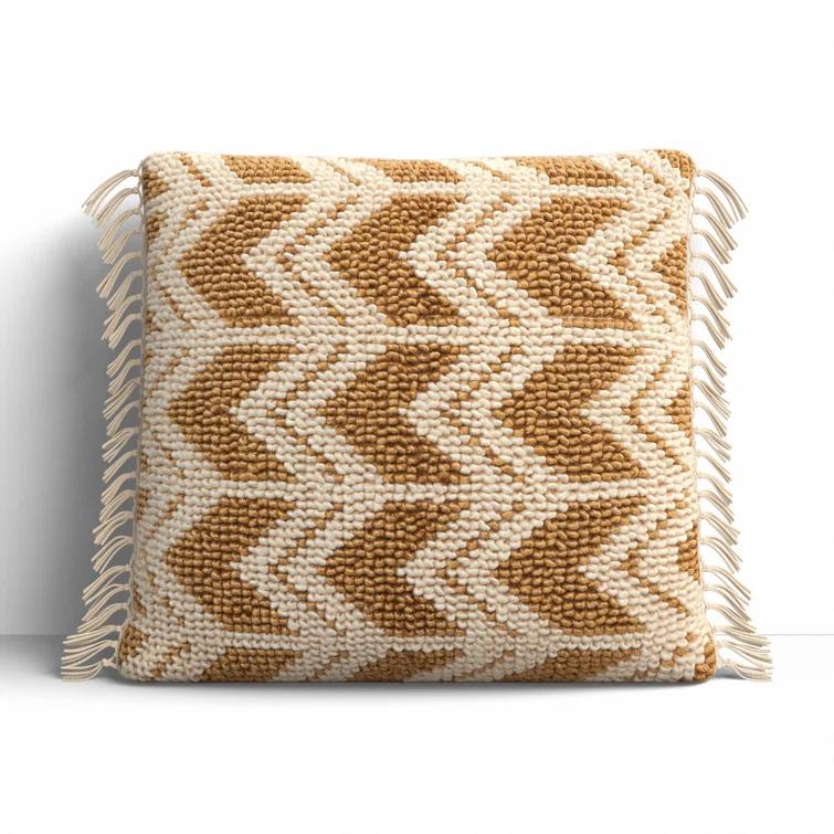 Oakleaf Chevron Polyester,Wool,Cotton Blend Throw Pillow