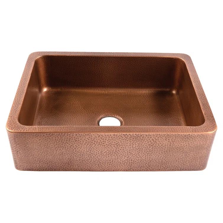 Lange Copper 30" Single Bowl Farmhouse Apron Front Undermount Kitchen Sink