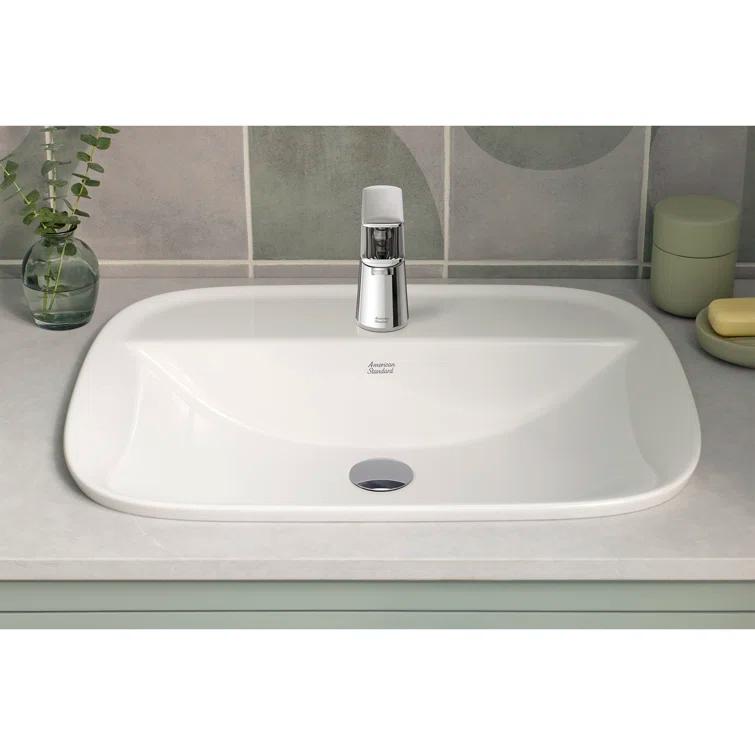 American Standard Aspirations 18'' Vitreous China Rectangular Bathroom Sink with Faucet and Overflow