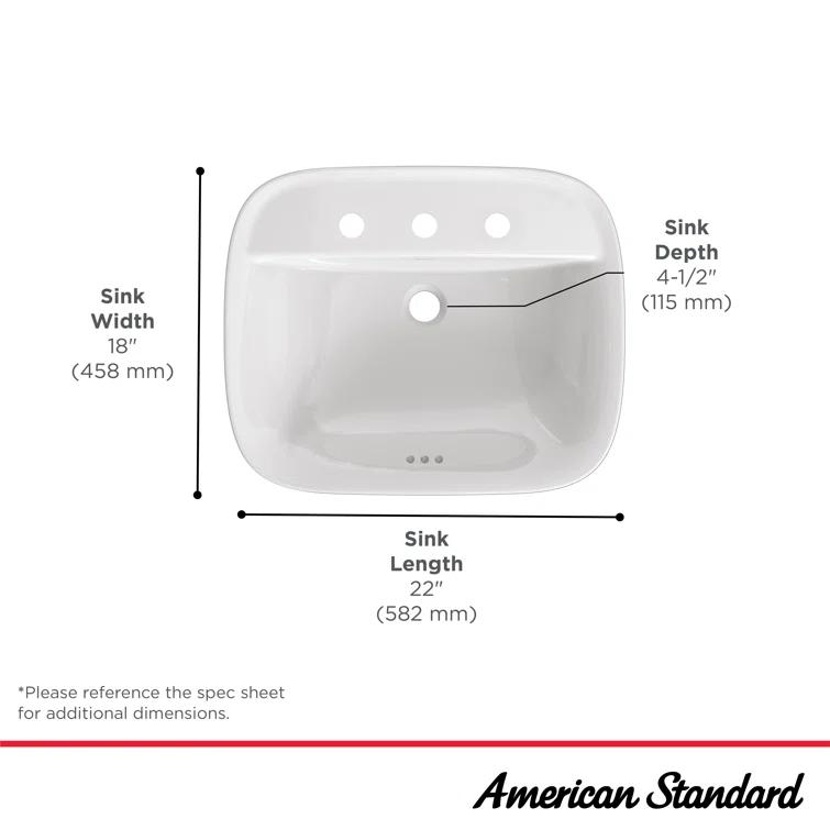American Standard Aspirations 18'' Vitreous China Rectangular Bathroom Sink with Faucet and Overflow