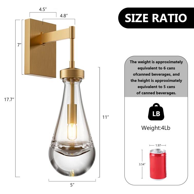 17 Stories Raindrop Thick Crystal Arm Wall Sconce (Set of 2)