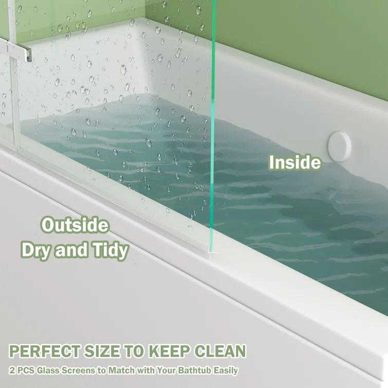 Jraty 47.2" W x 55" H Frameless Tub Door