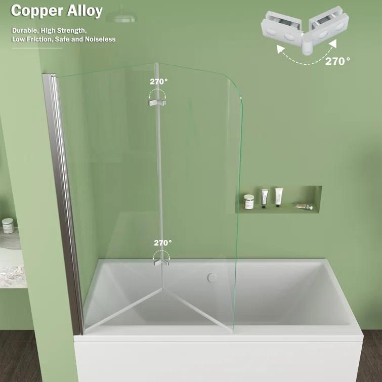 Jraty 47.2" W x 55" H Frameless Tub Door