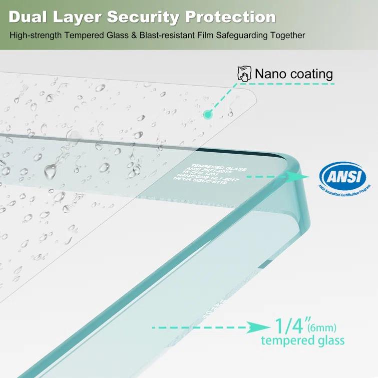 Jraty 47.2" W x 55" H Frameless Tub Door