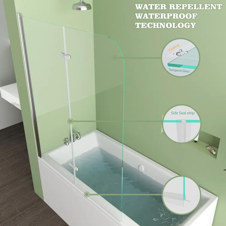 Jraty 47.2" W x 55" H Frameless Tub Door