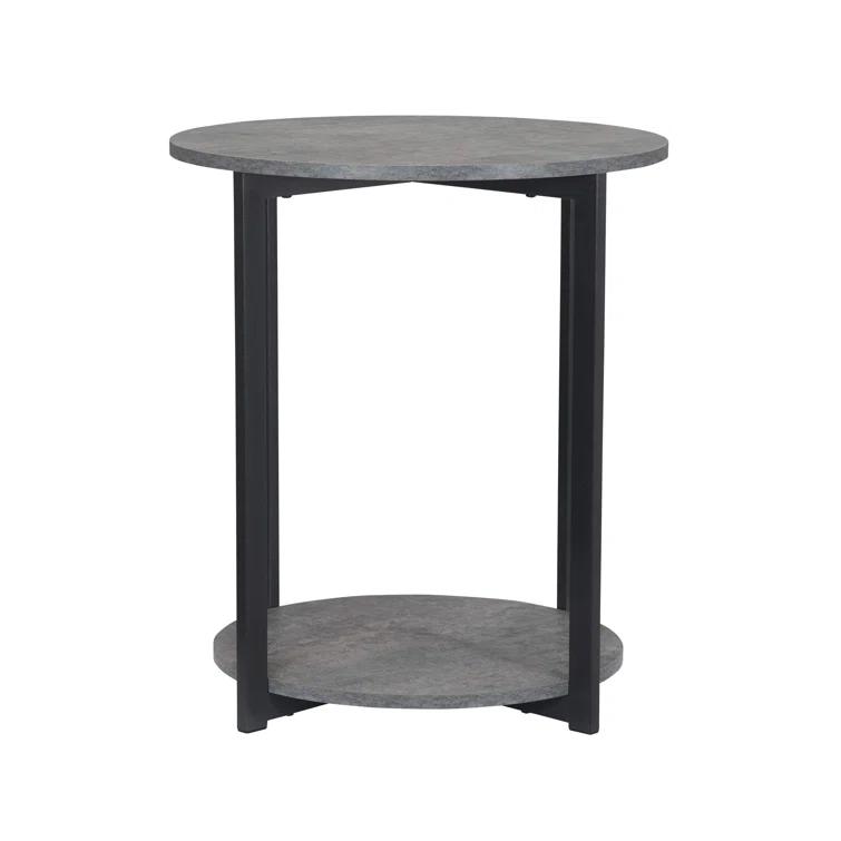Minimalist 2-Tier Round End Table: Stylish, Multipurpose, Walnut Finish, Living Room