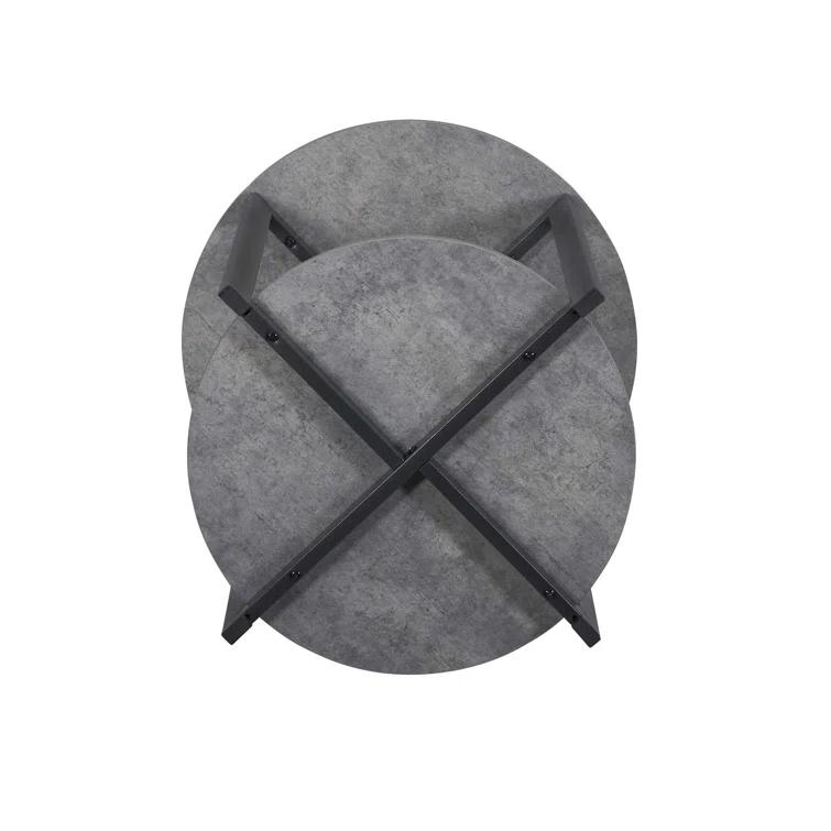 Minimalist 2-Tier Round End Table: Stylish, Multipurpose, Walnut Finish, Living Room