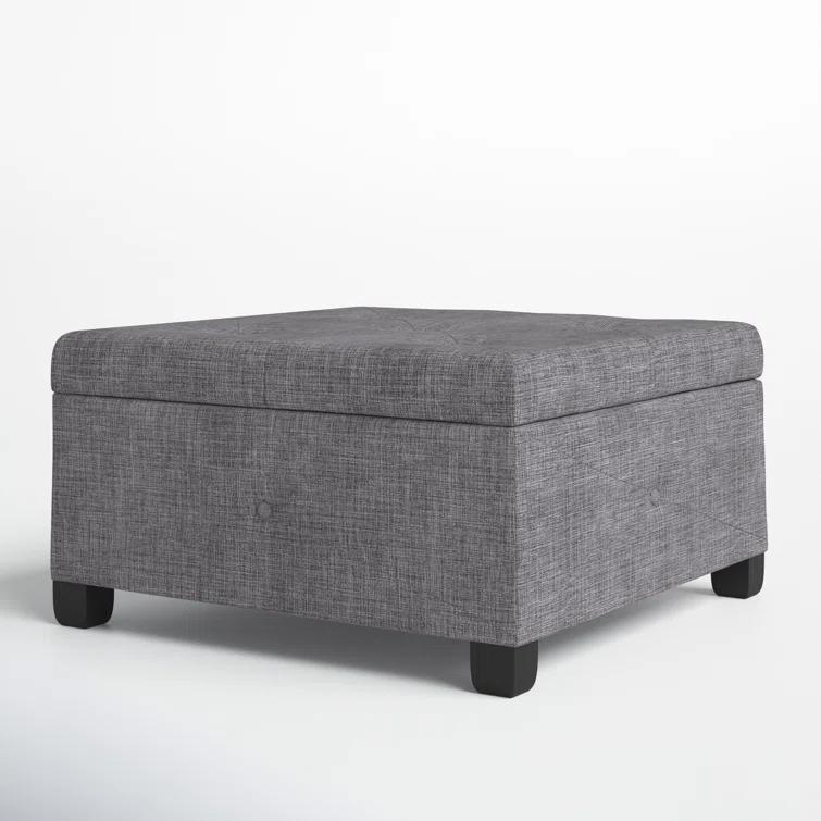Della Button Tufted Square Storage Ottoman