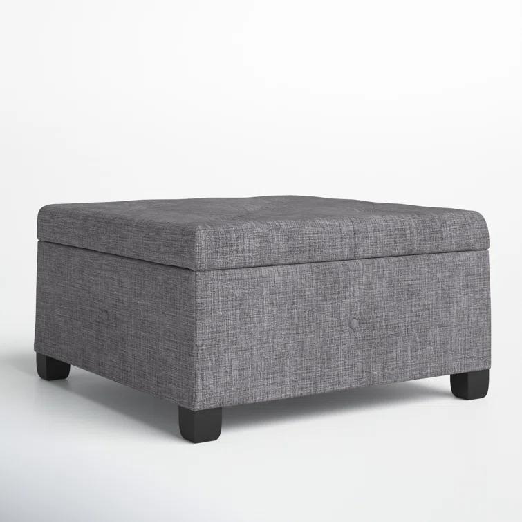 Della Button Tufted Square Storage Ottoman