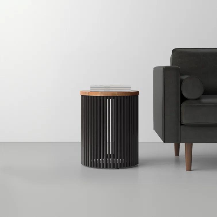 Lora Solid Wood Drum End Table