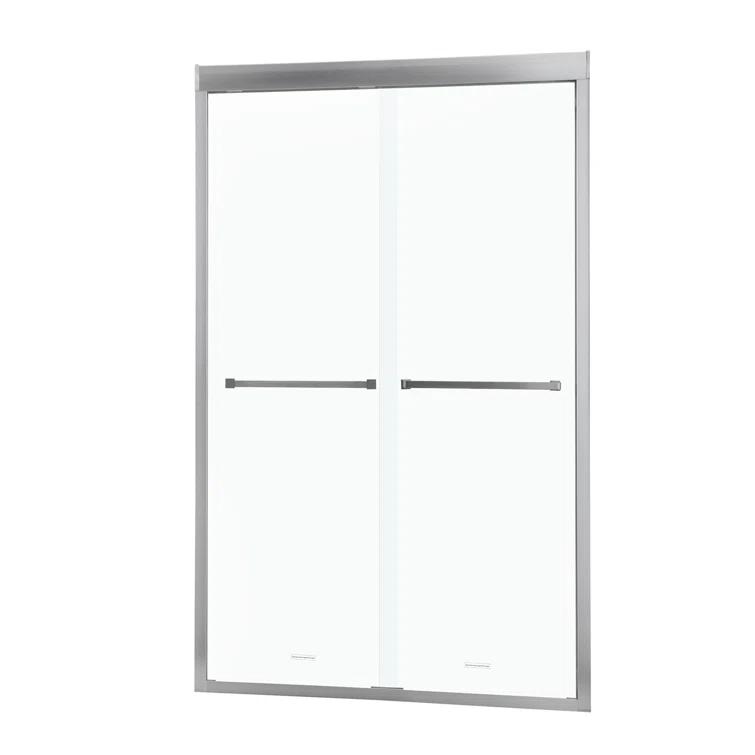 COUOKO 48" W X 76"H Semi-Frameless Shower Door Bypass Sliding Shower Enclosure, Brushed Nickel RD-CUK6A22-48SS