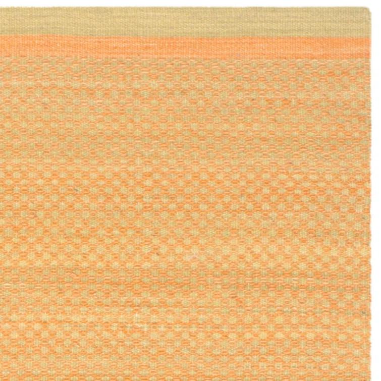 Bennett Hand Woven Flat Weave Wool/Cotton Striped Rug in Orange/Lime