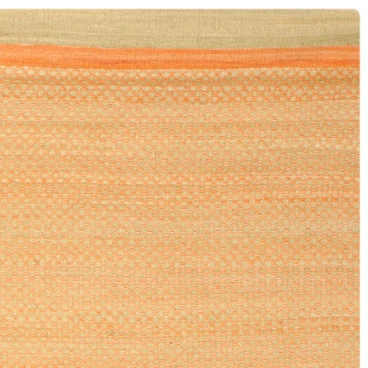 Bennett Hand Woven Flat Weave Wool/Cotton Striped Rug in Orange/Lime