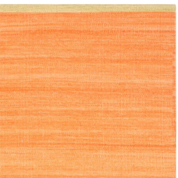 Bennett Hand Woven Flat Weave Wool/Cotton Striped Rug in Orange/Lime