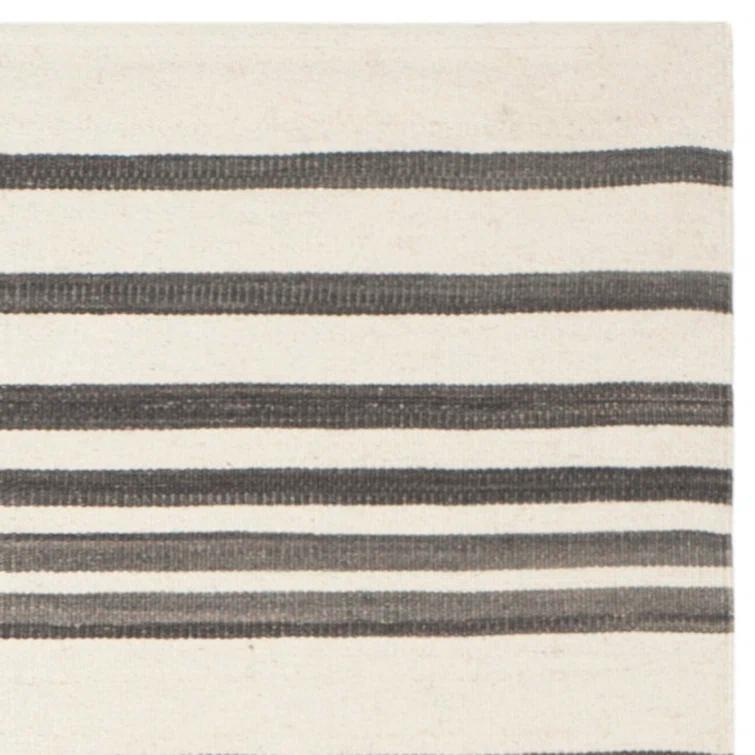 Kilim Hand Woven Flat Weave 80% Wool, 20% Cotton Striped Rug