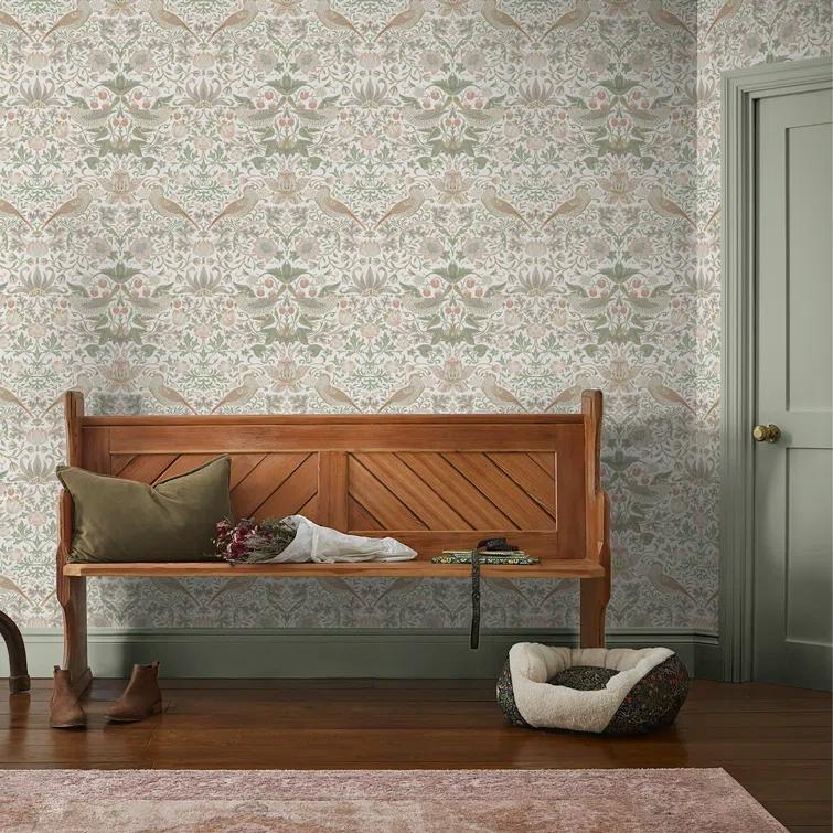 William Morris at Home Strawberry Thief Charcoal Wallpaper