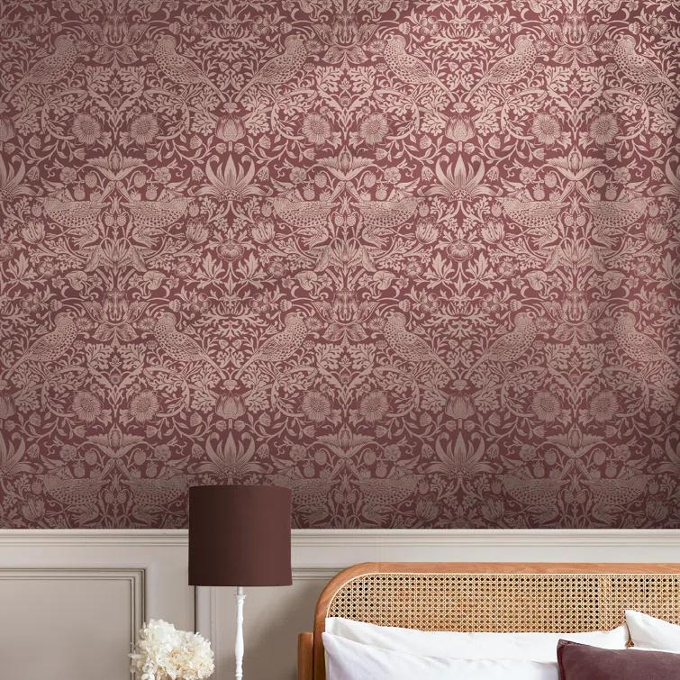 William Morris at Home Strawberry Thief Charcoal Wallpaper