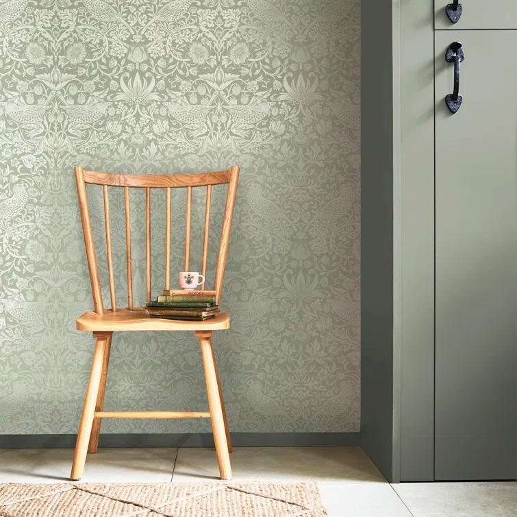 William Morris at Home Strawberry Thief Charcoal Wallpaper