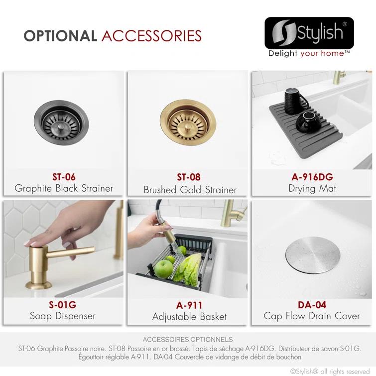 Stylish Pietra Dual-Mount 33" Composite Granite Double Bowl Kitchen Sink