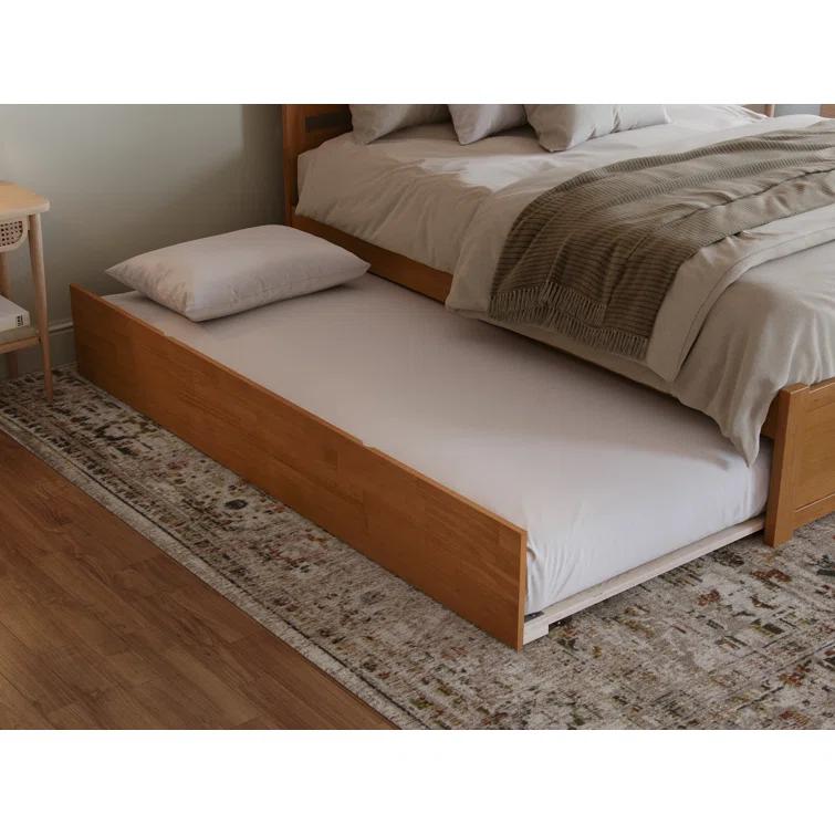 Richmond Solid Wood Platform Bed with Panel Footboard and Trundle
