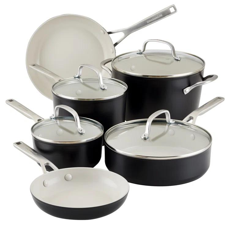 KitchenAid ® Matte Black Hard-Anodized Ceramic Non-Stick 10-Piece Cookware Set