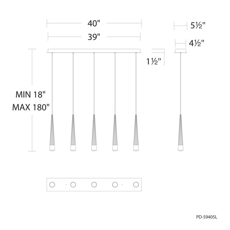Quill Linear 5 - Light LED Pendant