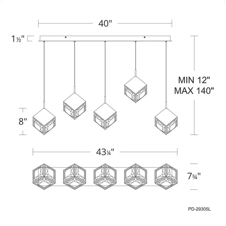 dweLED Ice Cube 5 - Light Linear Pendant