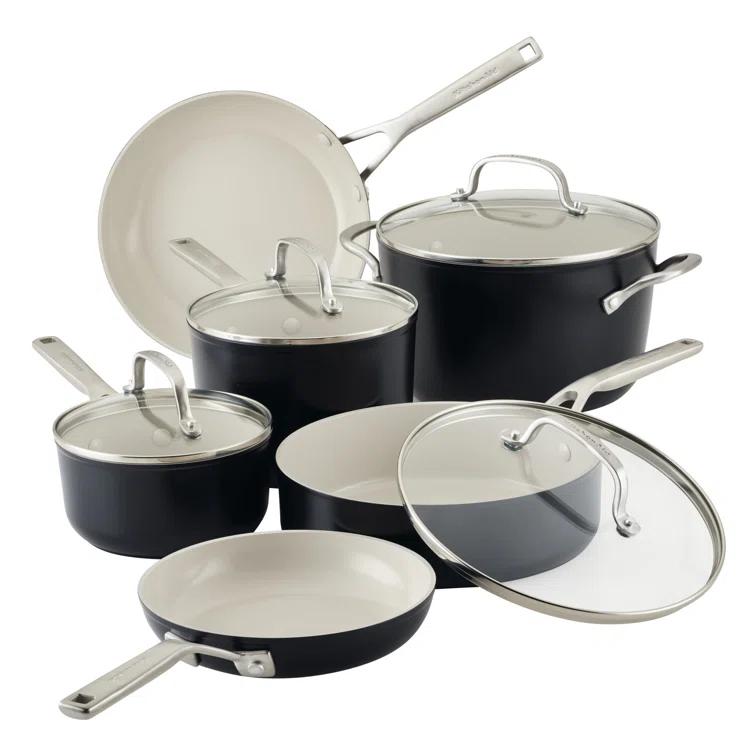 KitchenAid ® Matte Black Hard-Anodized Ceramic Non-Stick 10-Piece Cookware Set