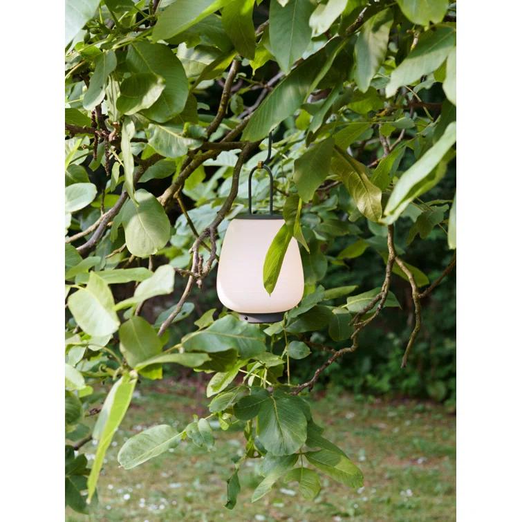 Moss Green Cordless Outdoor LED Lantern with Glass Shade
