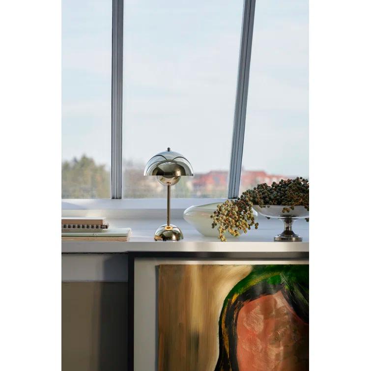 Chrome-Plated Cordless Adjustable Outdoor Table Lamp