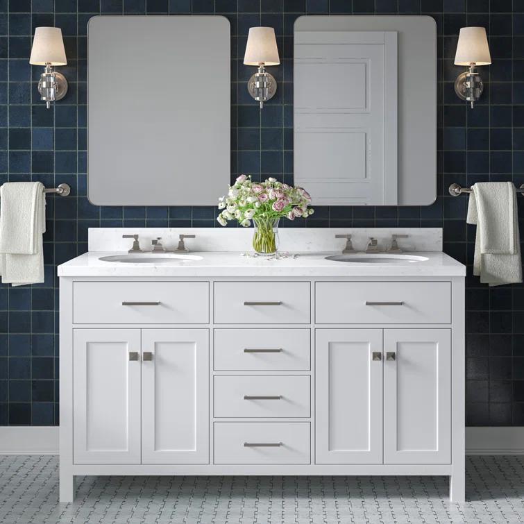Ariel H060dcqovo Bristol 60" Free Standing Double Basin Vanity Set - White