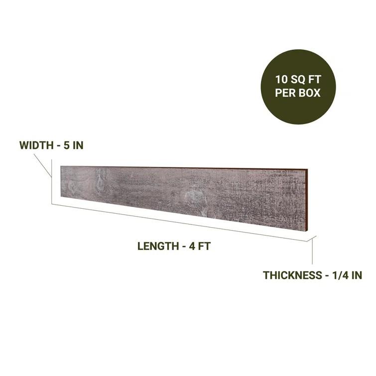 Thermo-Treated 1/4 in. x 5 in. x 4 ft. Barn Wood Wall Planks (10 sq. ft. 6-Pack)