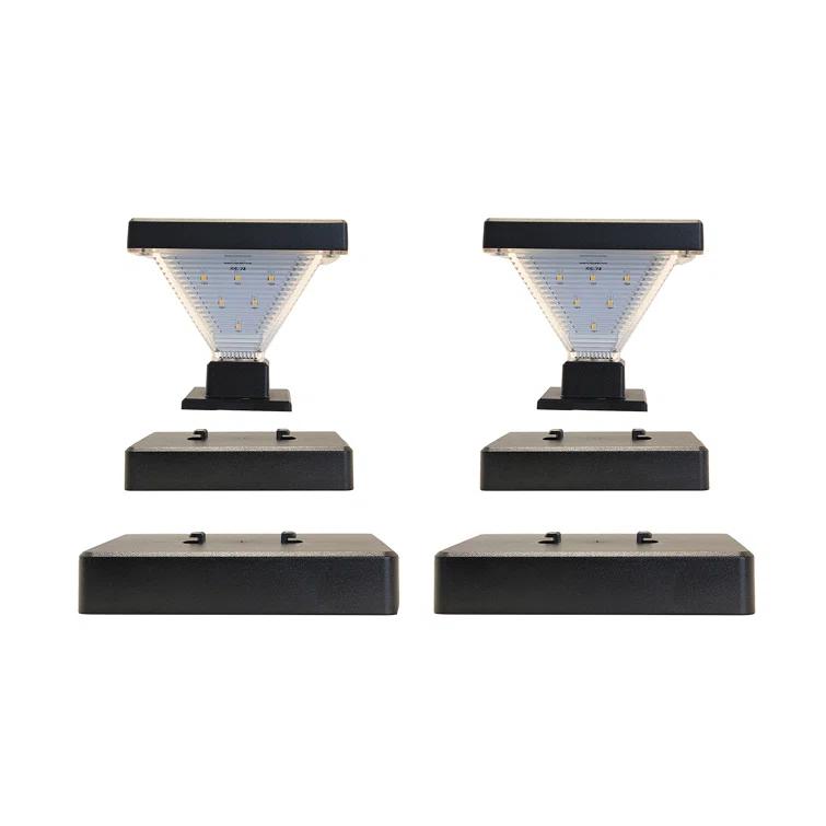 Gama Sonic Luxor Black 4x4 and 5x5 Solar LED Deck Post Cap Light with Warm White and Hi/Lo Mode for Backyard and Wood Fence(2-Pack) (Set of 2)